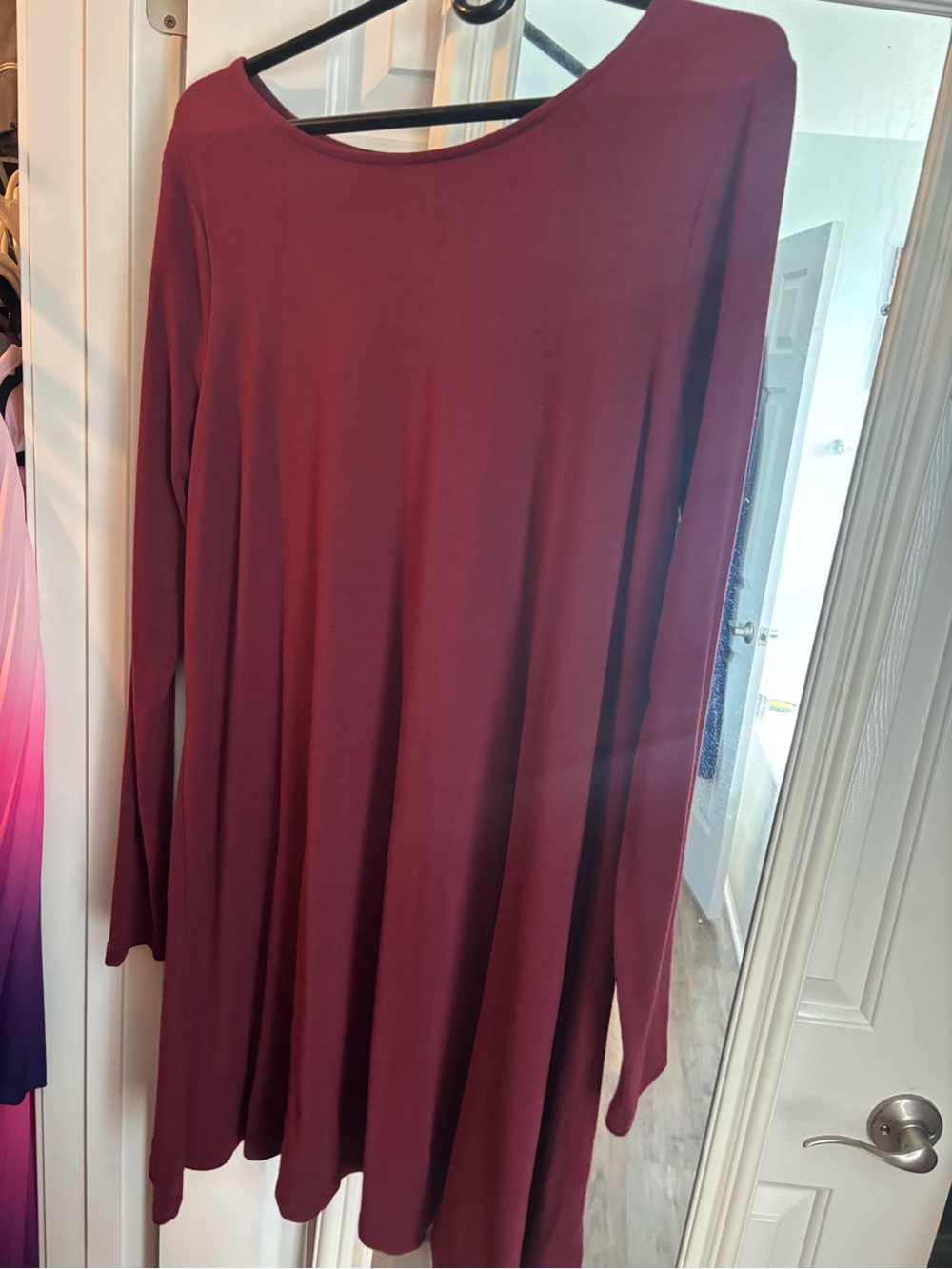 Old Navy Maroon Long-Sleeve Swing Dress